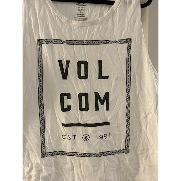 Volcom Mens Graphic Tank Top White Cotton Est 1991 Logo Sleeveless Shirt Small - Picture 5 of 7